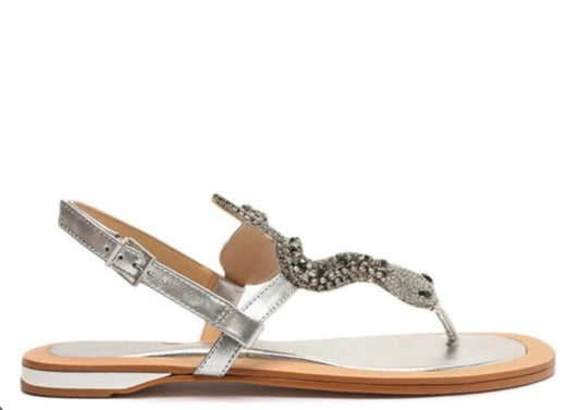 SCHUTZ Shantie Metallic Leather Sandal