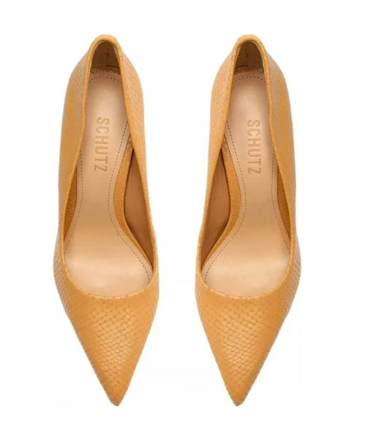 SCHUTZ Lou Snake-Embossed Leather Pump