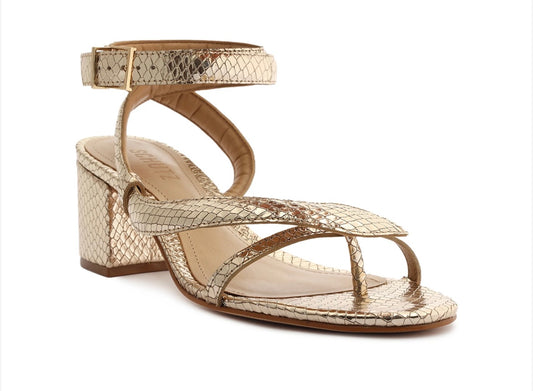 SCHUTZ Courtney Mid-Block Snake Leather Sandal
