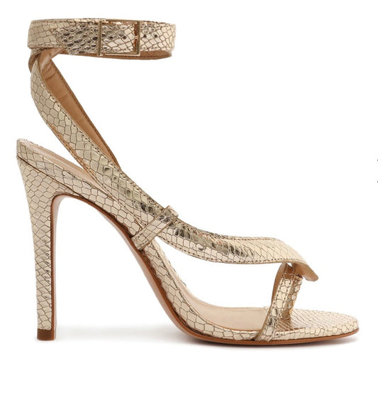 SCHUTZ Courtney High Metallic Snake Sandal