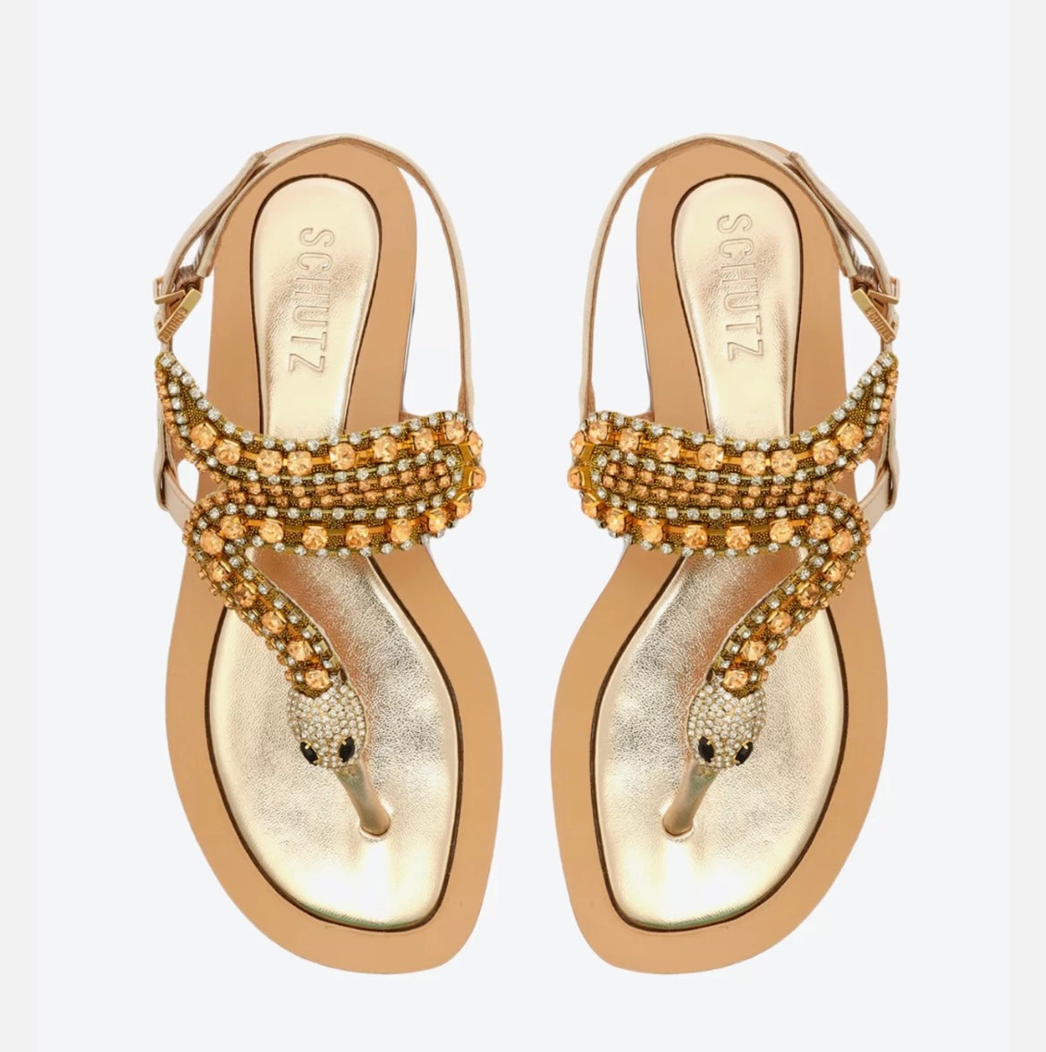 SCHUTZ Shantie Metallic Leather Sandal