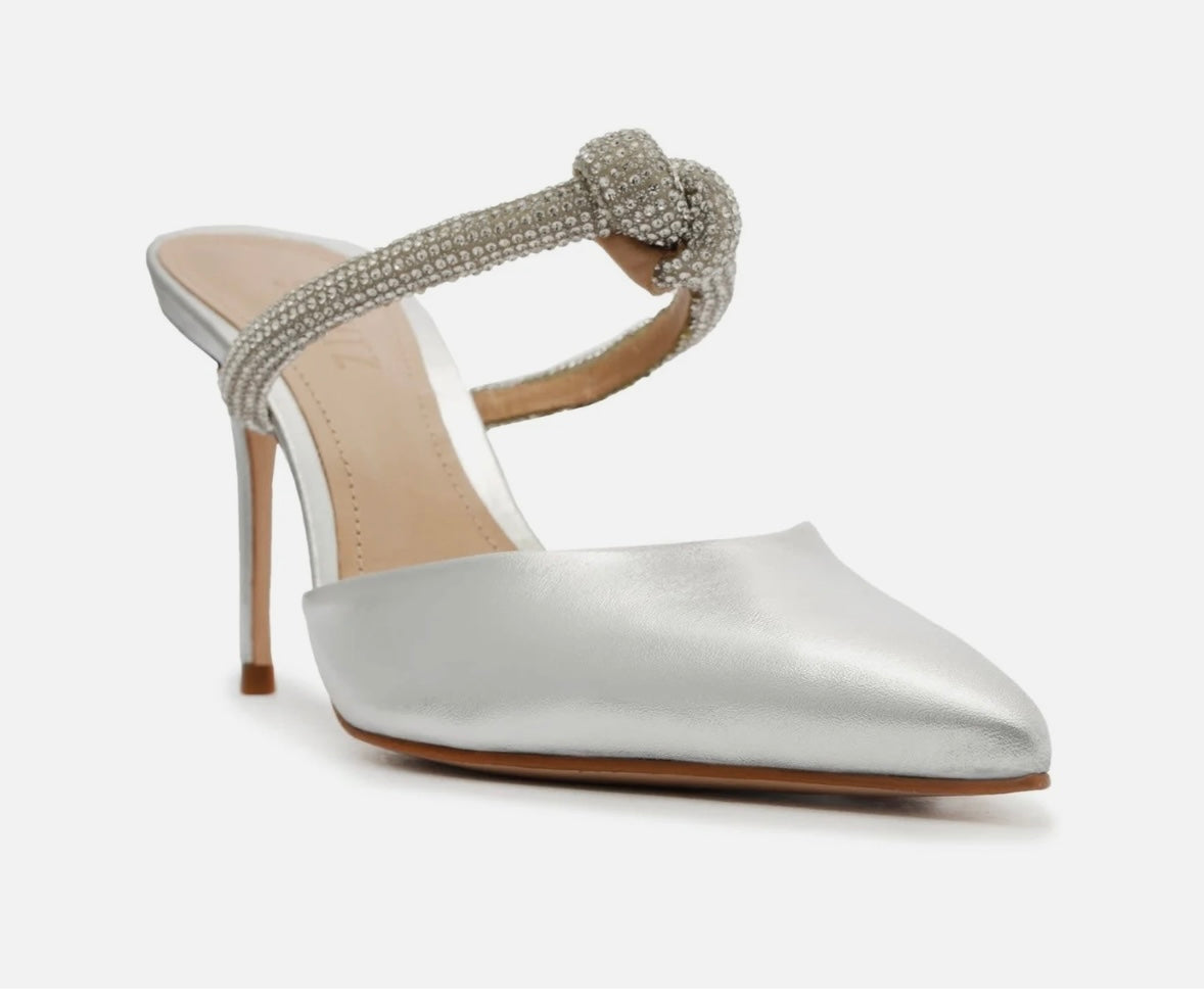 SCHUTZ Pearl Metallic Leather Mule